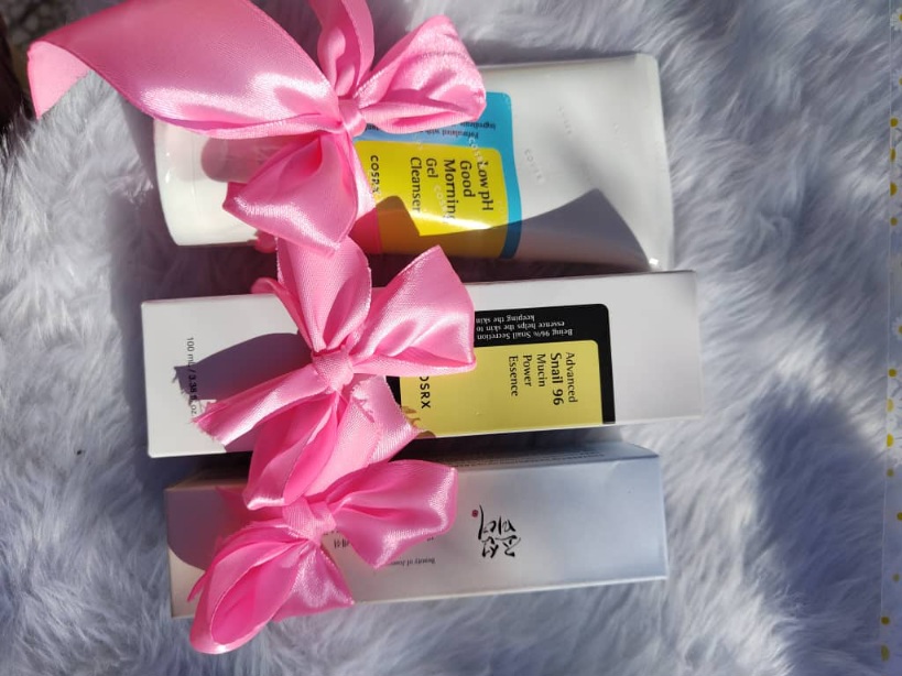 پک پوستی کره ای( شوینده گود مورنینگ کوزارکس...سرم اسنس حلزون کوزارکس..ضد آفتاب اکوآ فرش بیوتی آف جوسان